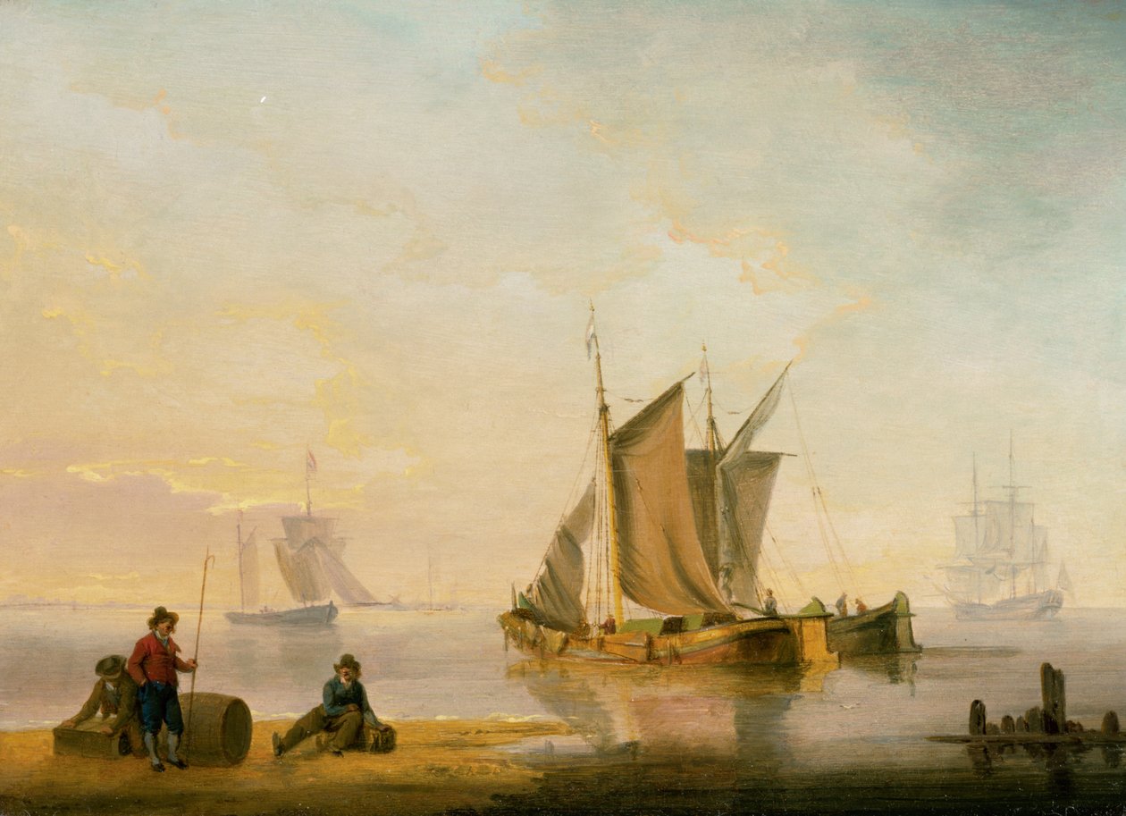 Port w Weymouth, 1805 (pióro, atrament i akwarela na papierze) autorstwa John Thomas Serres
