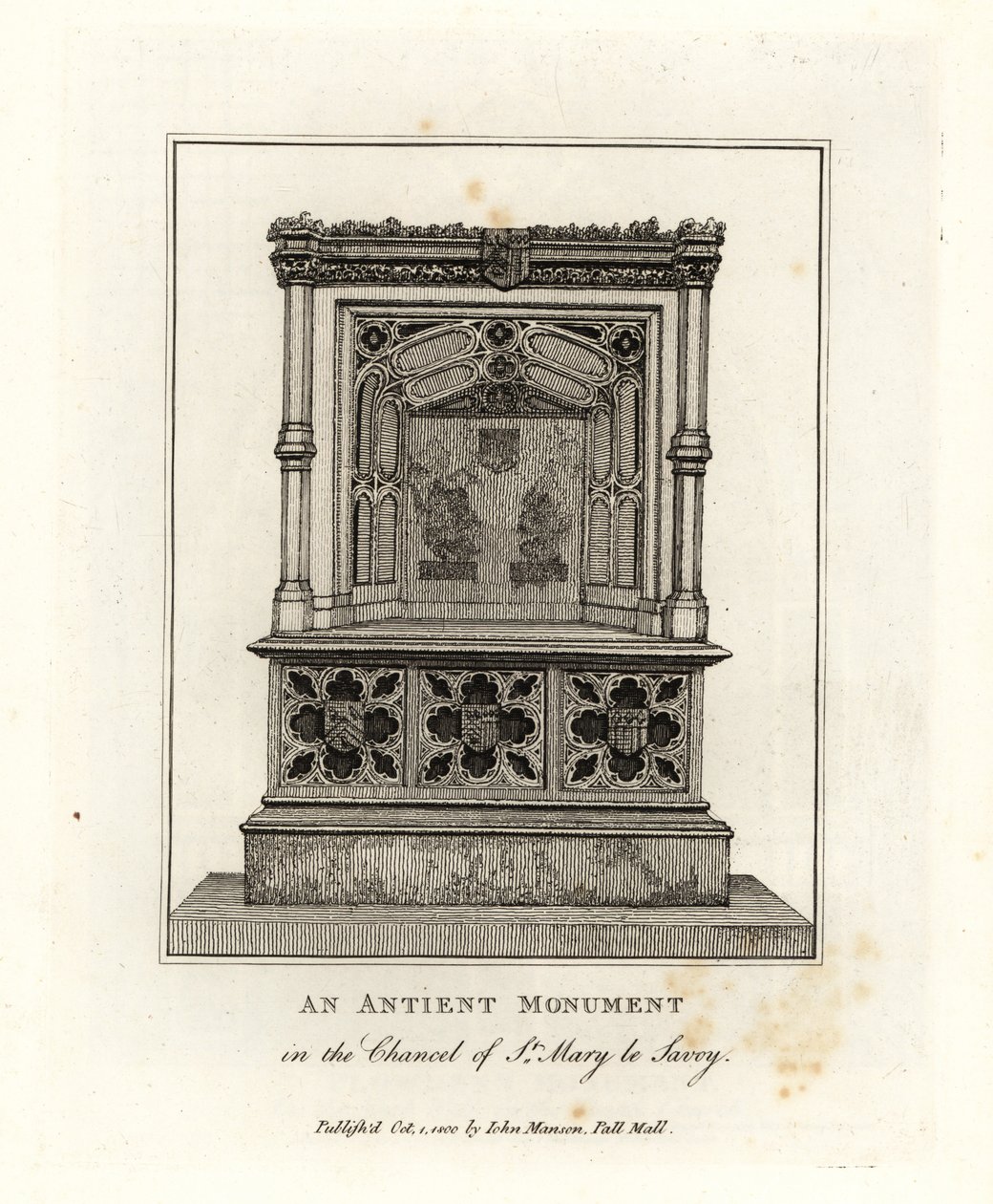 Antyczny pomnik w prezbiterium St Mary le Savoy (obecnie Kaplica Sabaudzkie) autorstwa John Thomas Smith