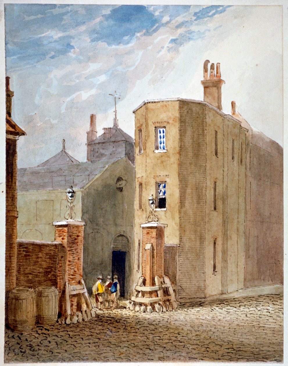 Wejście do browaru Thrale później browar Berkeley Perkins, Southwark, Londyn, c1820 autorstwa John Thomas Smith