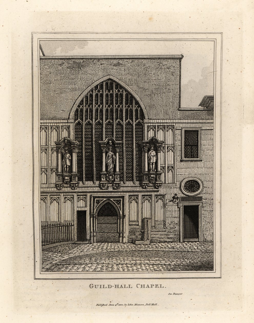 Kaplica Guild-hall, przebudowana w 1440 roku, część XII-wiecznego Guildhall w Londynie autorstwa John Thomas Smith