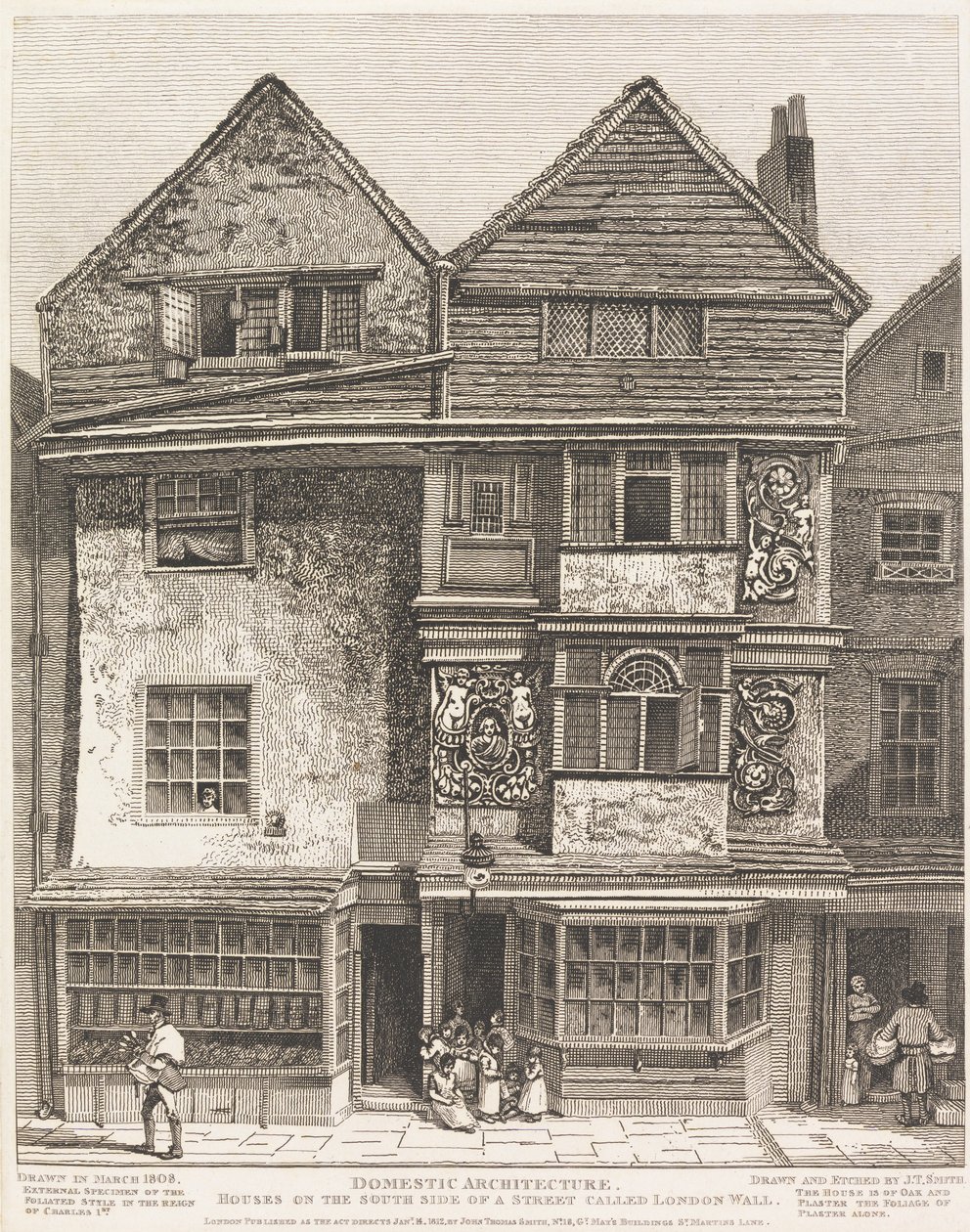 Domy po południowej stronie ulicy zwanej London Wall autorstwa John Thomas Smith