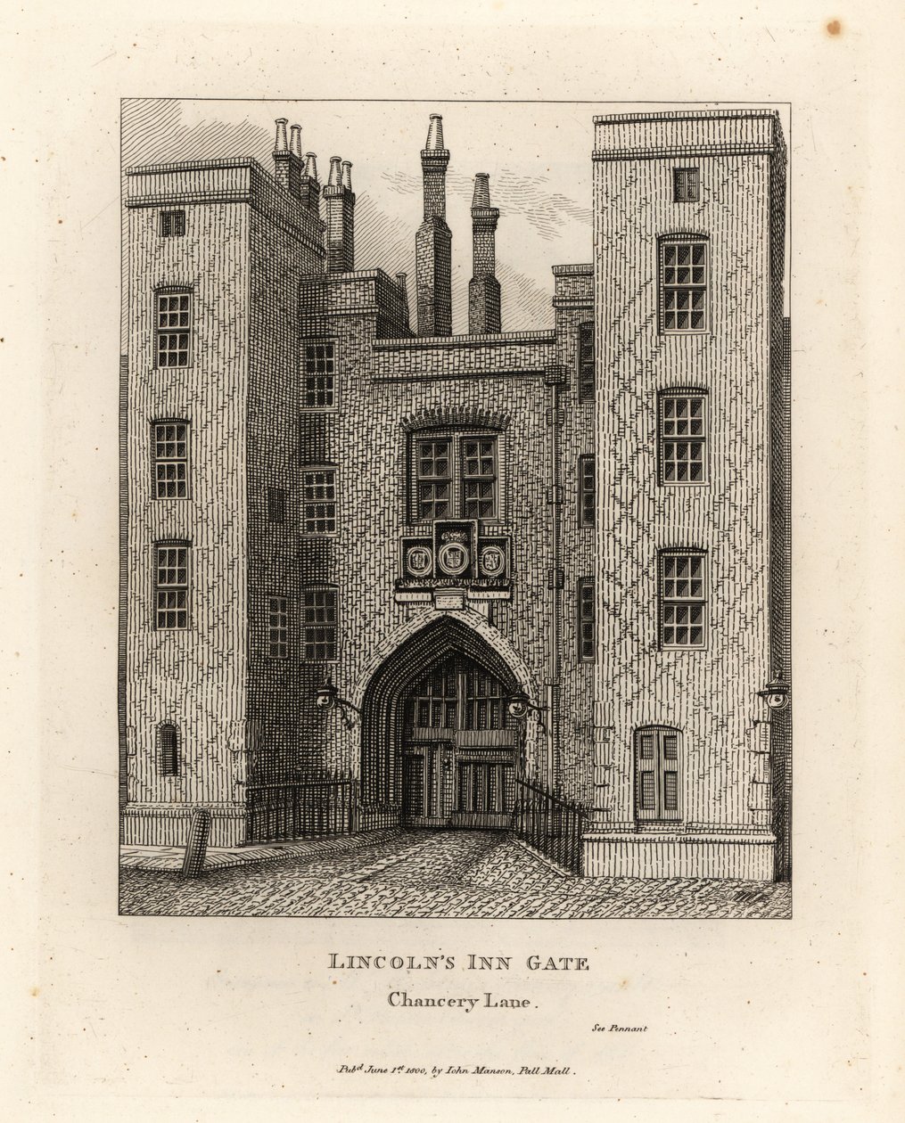 Lincoln’s Inn Gate, Chancery Lane, Londyn autorstwa John Thomas Smith