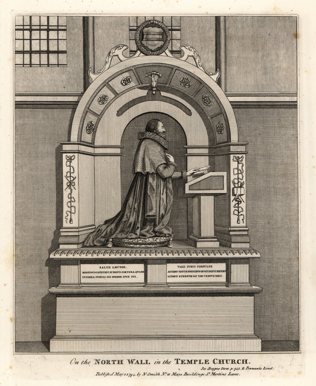 Pomnik prawnika Richarda Martina, pisarza Londynu (1570-1618), w kościele Temple autorstwa John Thomas Smith