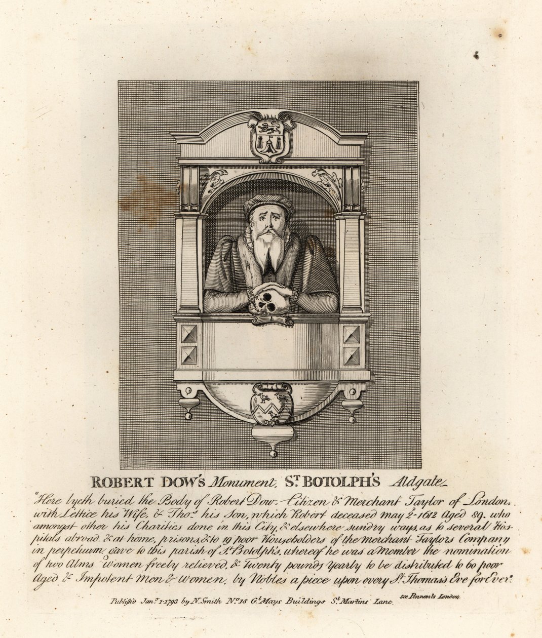 Pomnik krawca kupieckiego i filantropa Roberta Dow w St Botolph