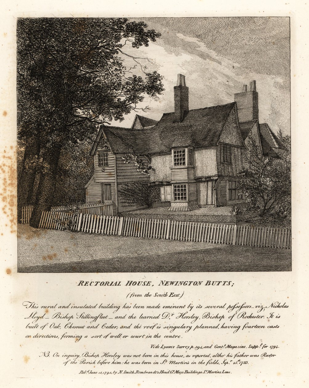 Rektorat, Newington Butts autorstwa John Thomas Smith