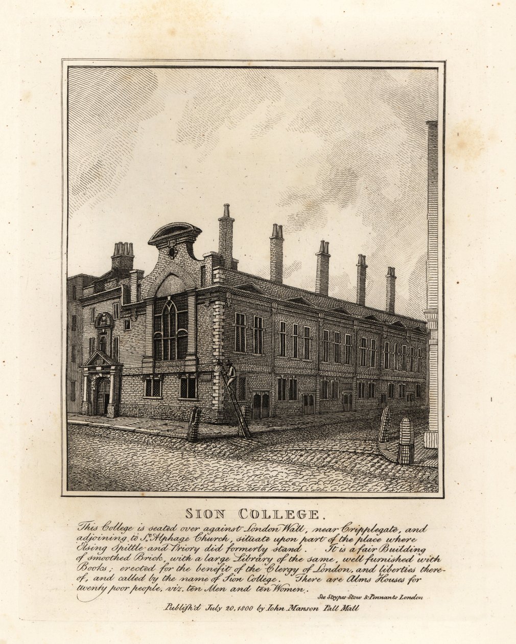 Sion College, przy London Wall, niedaleko Cripplegate autorstwa John Thomas Smith