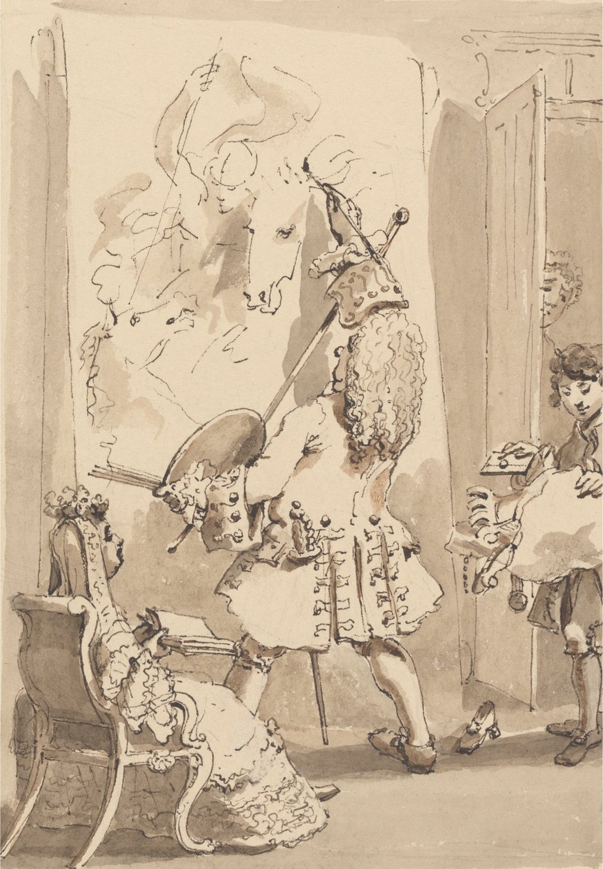 Chłopiec Sir Jamesa Thornhilla wchodzący do pokoju malarskiego swojego mistrza, aby dostarczyć pakiet i list w obecności Lady Thornhill autorstwa John Thomas Smith