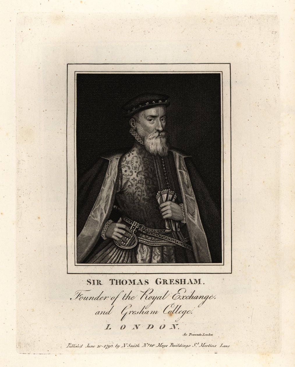 Sir Thomas Gresham, angielski kupiec i finansista, założyciel Royal Exchange i Gresham College autorstwa John Thomas Smith