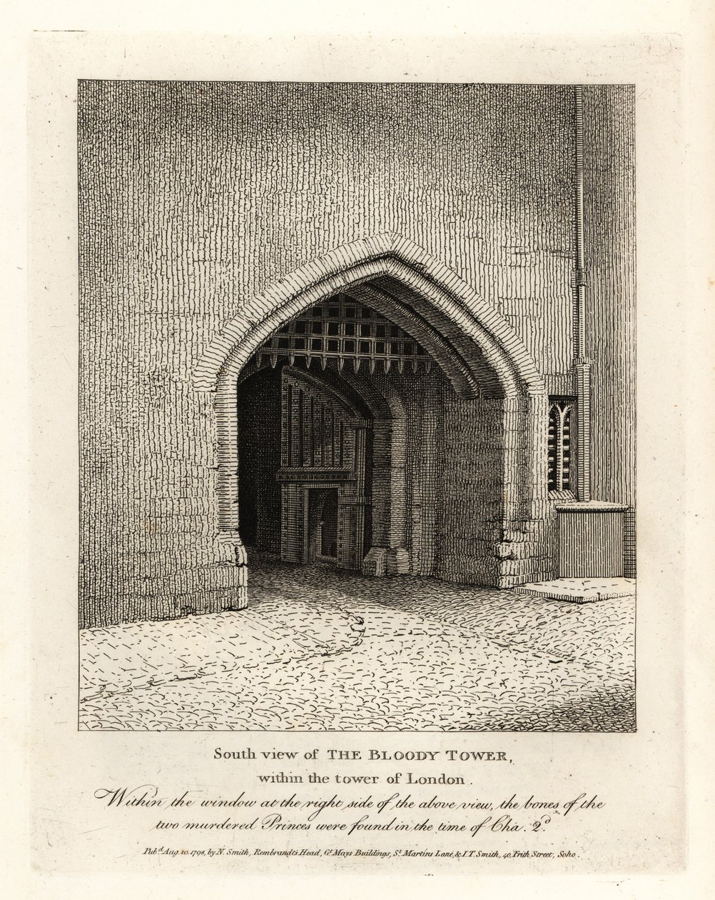 Południowy widok na Bloody Tower w Tower of London autorstwa John Thomas Smith