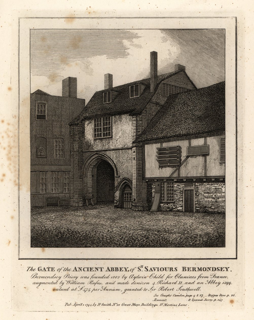 Brama starożytnego opactwa św. Zbawicieli Bermondsey autorstwa John Thomas Smith
