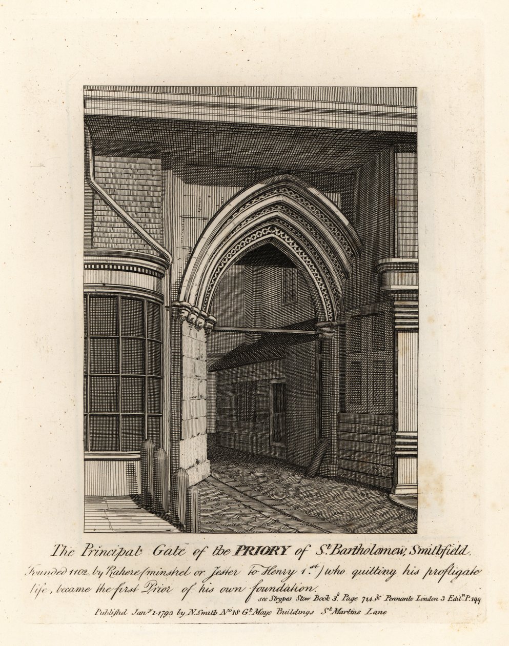 Główna Brama Zakonu Św. Bartłomieja, Smithfield autorstwa John Thomas Smith