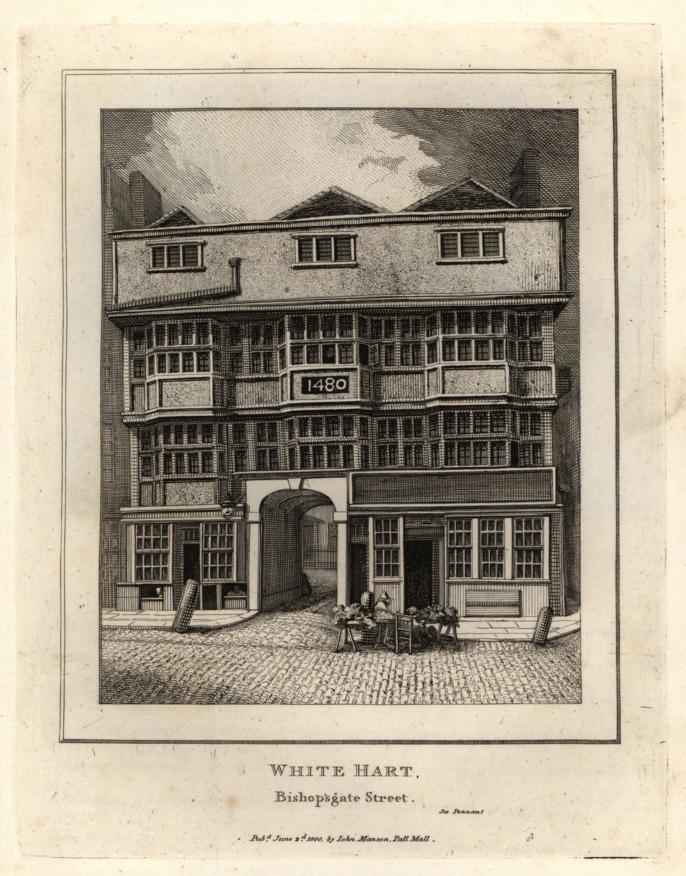 Biały Hart, ulica Bishopsgate autorstwa John Thomas Smith