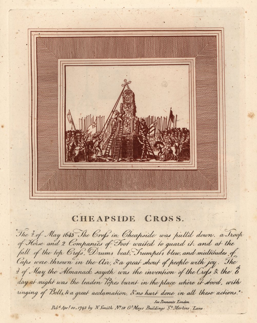 Rozbiórka Cheapside Cross, 2 maja autorstwa John Thomas Smith