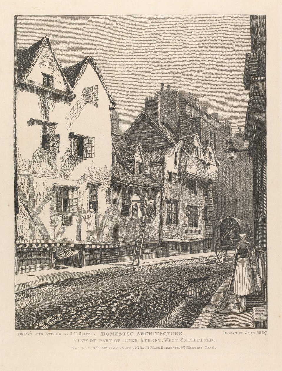 Widok na część Duke Street, West Smithfield autorstwa John Thomas Smith