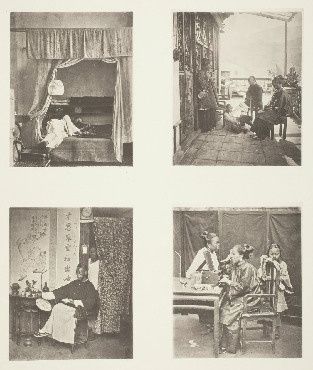 Powiew fajki opiumowej w domu, Po obiedzie, Czytanie honorowe, Toaleta, ok. 1930. 1868. autorstwa John Thomson