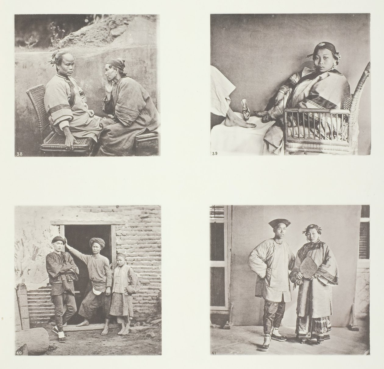 Kobiety Amoy, Mała stopa chińskiej damy, Mężczyźni Amoy, strój męski i żeński, Amoy, ok. 1868. autorstwa John Thomson