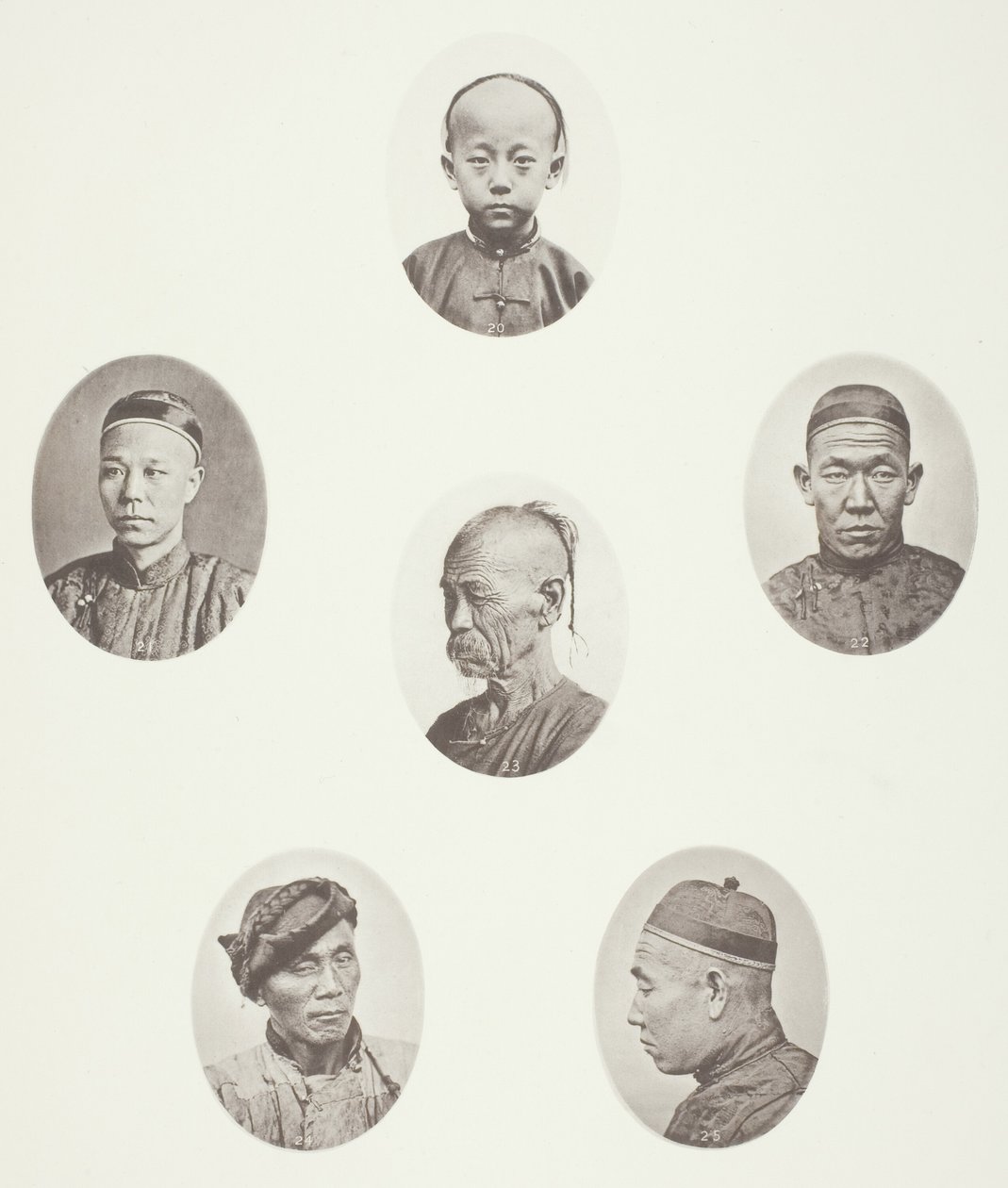 Kantoński chłopiec; Kupiec kantoński; mongolski mężczyzna głowa; Czcigodna Głowa; Robotnik; Głowa mężczyzny mongolskiego autorstwa John Thomson