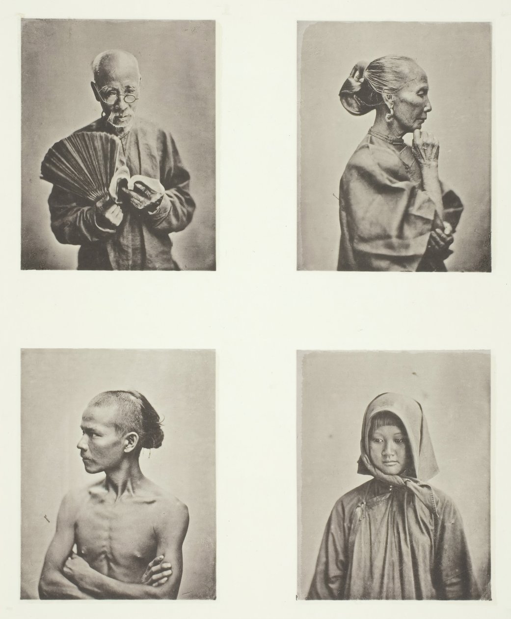 Cztery głowy, typy klasy robotniczej, c. 1868. autorstwa John Thomson
