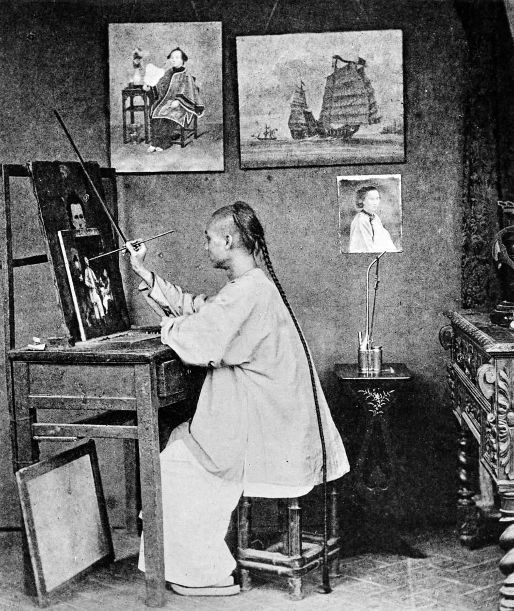 Lumqua, artysta z Hongkongu, ok. 1870 r. autorstwa John Thomson