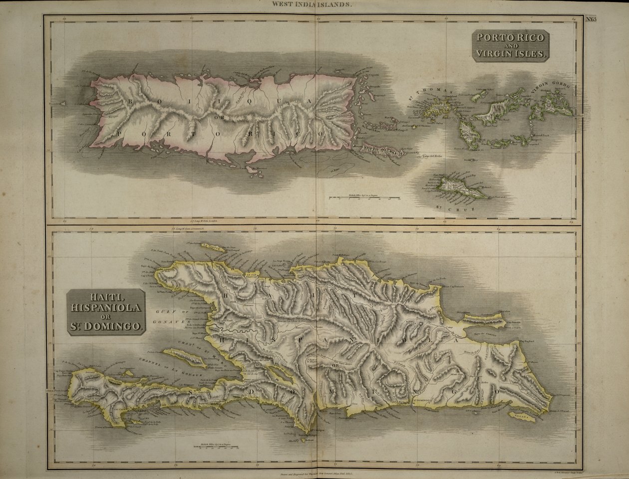 Porto Rico i Wyspy Dziewicze: Haiti, Hispaniola lub St. Domingo, 1817 (ręcznie barwiony grawerunek) autorstwa John Thomson