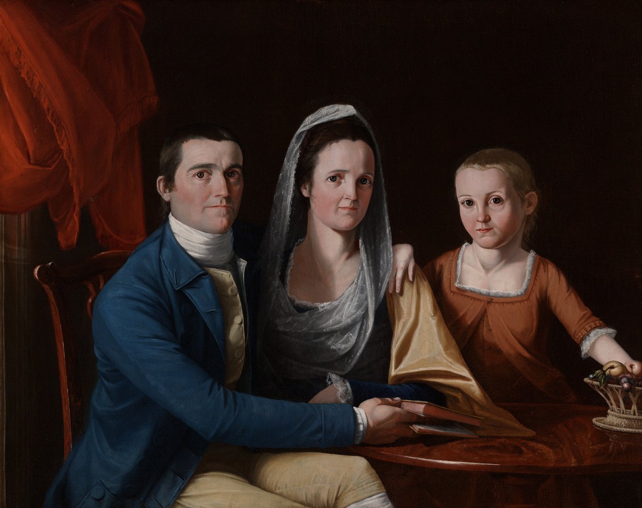 Jonathan Trumbull Jr., Eunice Backus Trumbull oraz Faith Trumbull (później Faith Trumbull Wadsworth) (1740–1809, doktor prawa [LL.D.] 1797; 1749–1826; 1769–1846) autorstwa John Trumbull