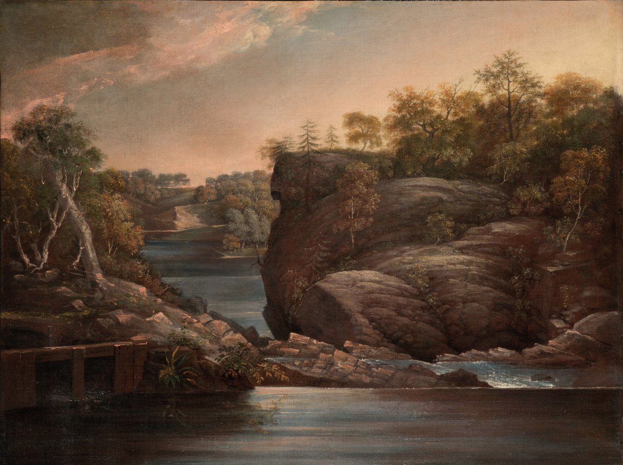 Wodospady Norwich (lub Wodospady rzeki Yantic w Norwich) autorstwa John Trumbull