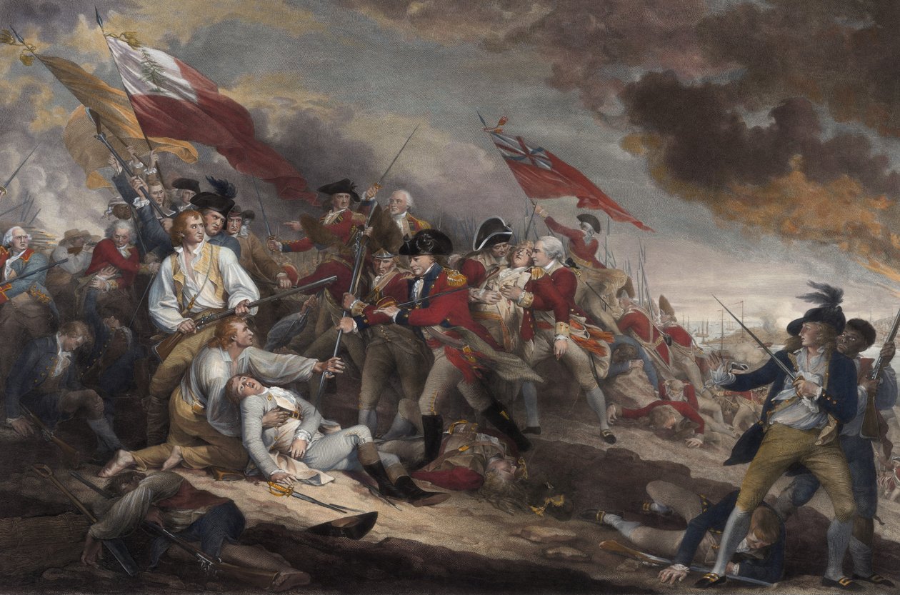 Śmierć generała Warrena w bitwie pod Bunker Hill, 17 czerwca 1775, wyd. 1786 autorstwa John Trumbull
