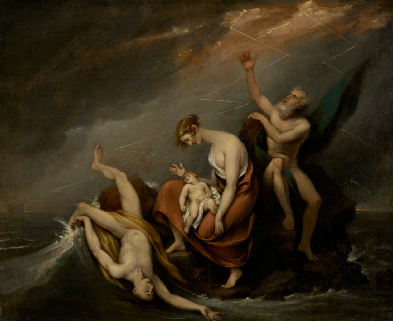 Ostatnia rodzina, która zginęła w potopie (Rodzaju 7:4-24) autorstwa John Trumbull