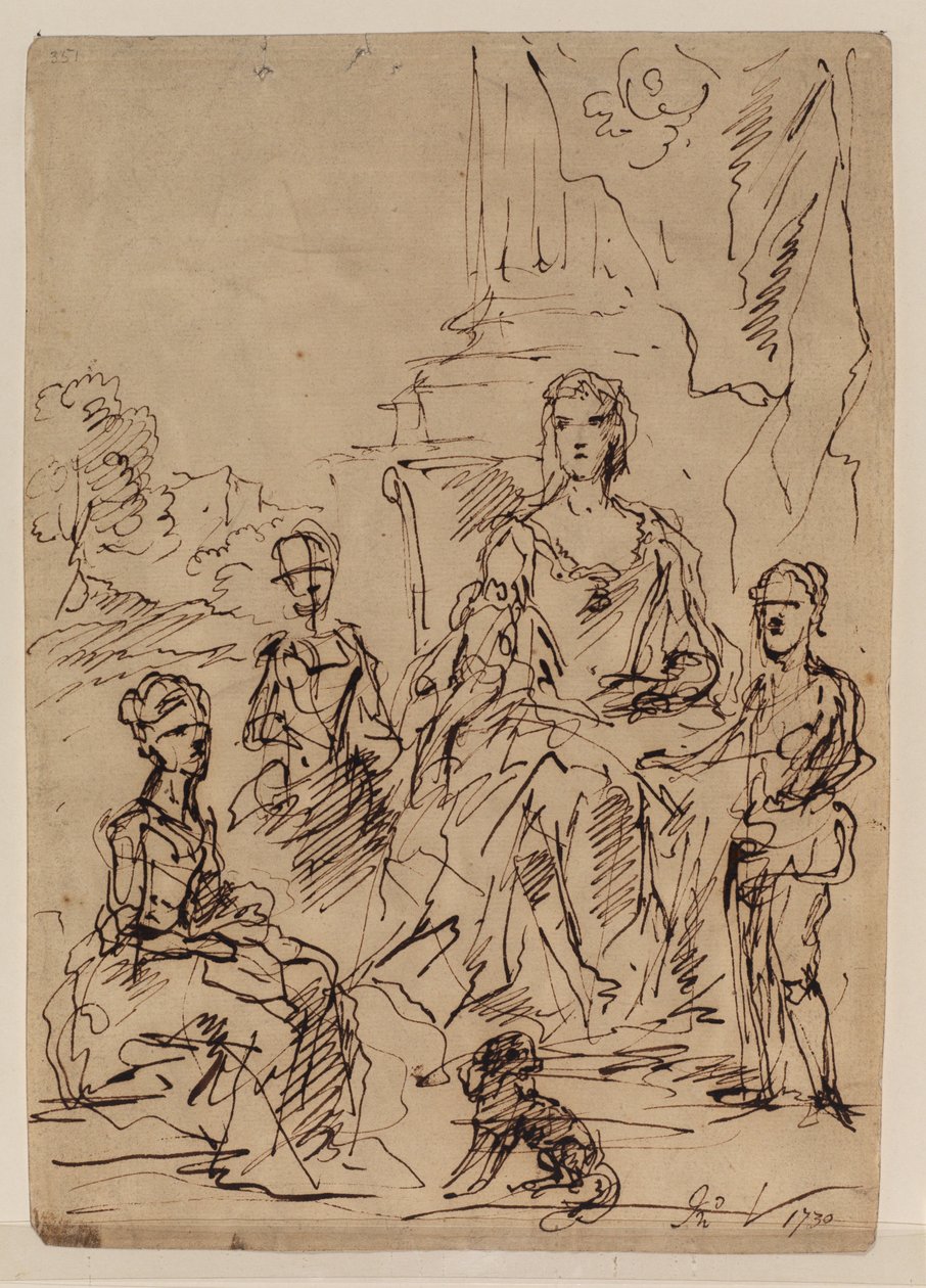 Szkic do grupy portretów rodzinnych, 1730 autorstwa John Vanderbank