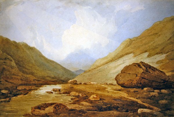 Widok na przełęcz Llanberis (akwarela na papierze) autorstwa John Varley
