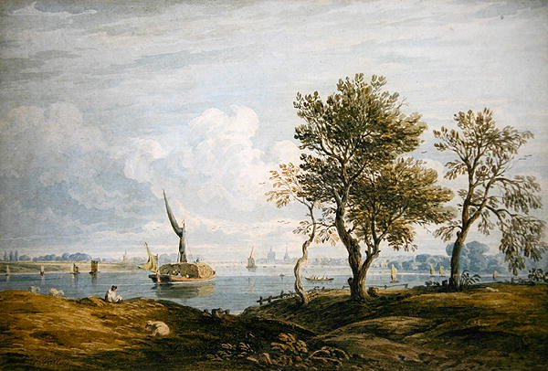 Battersea z brzegów Tamizy (akwarela) autorstwa John Varley