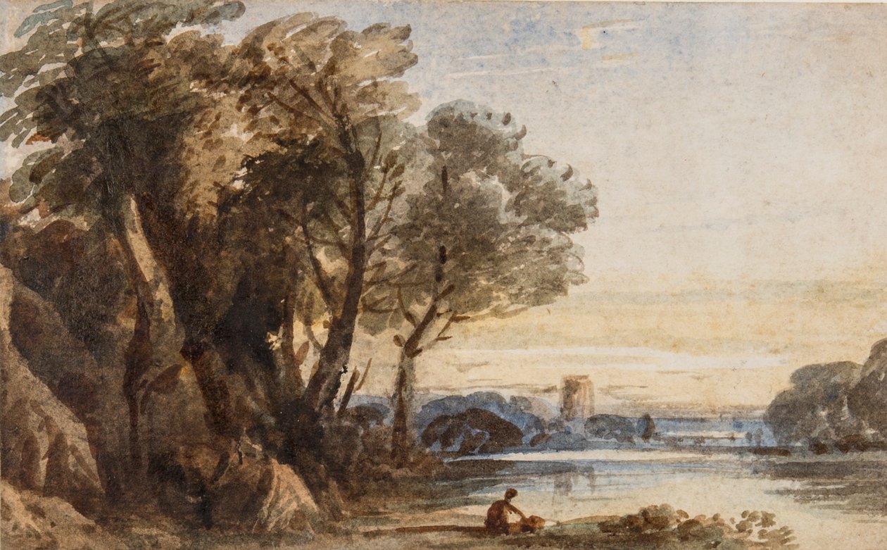 Pejzaż Capriccio, ok. 1830 (wc z gumą arabską na papierze) autorstwa John Varley