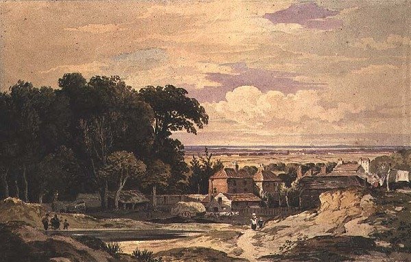 Frognal, Hampstead, ok.1825 (akwarela) autorstwa John Varley