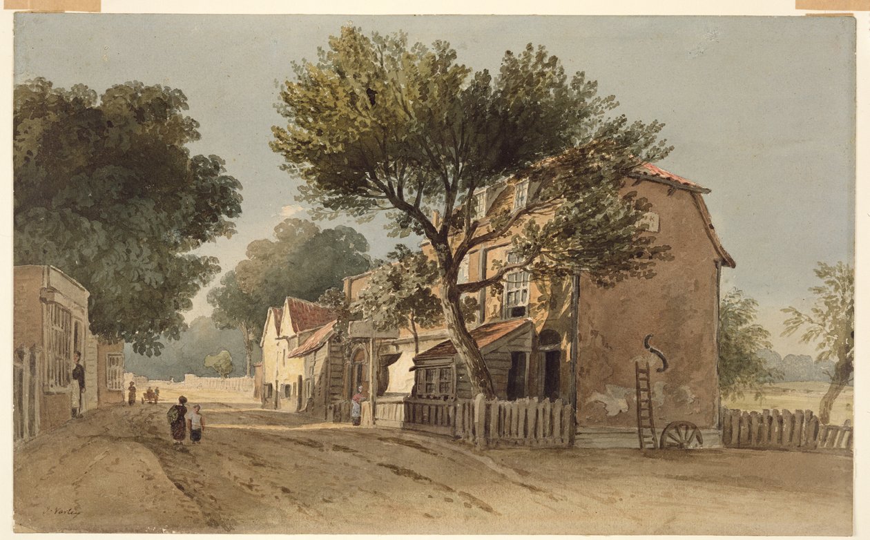Leyton, Essex, ok. 1800 (akwarela na papierze) autorstwa John Varley