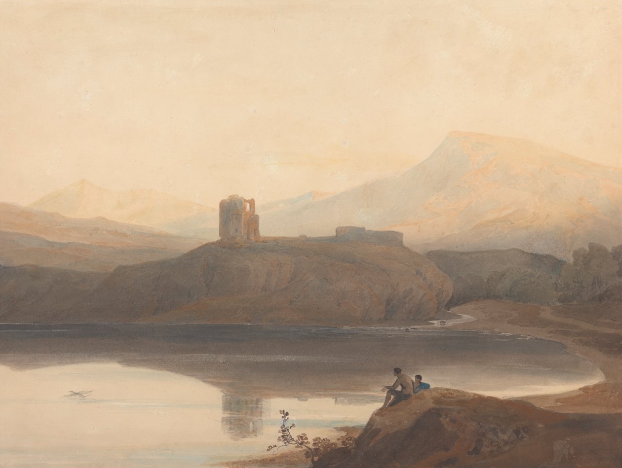 Jezioro Llanberis z zamkiem Dolbadern autorstwa John Varley