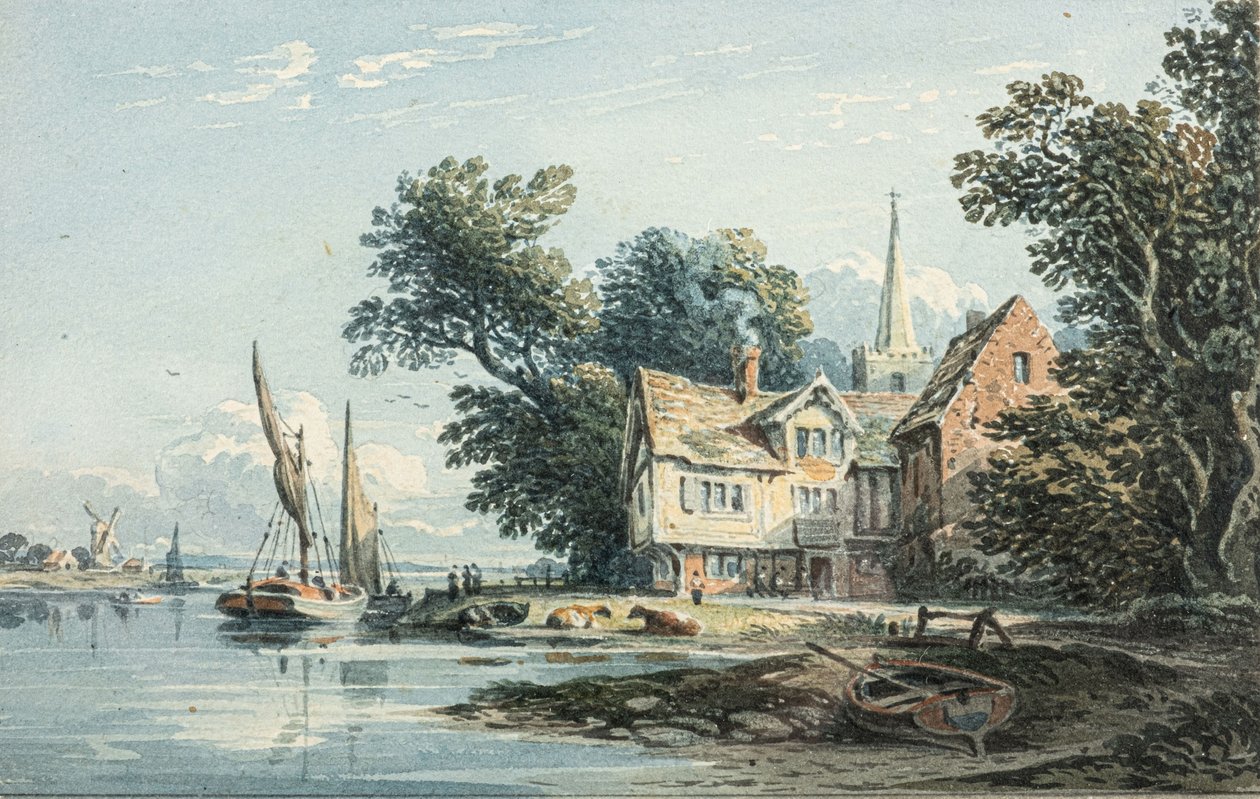 Na Tamizie w pobliżu Chiswick (akwarela) autorstwa John Varley