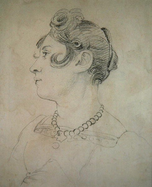 Portret Matyldy Lowry (ołówek na papierze) autorstwa John Varley