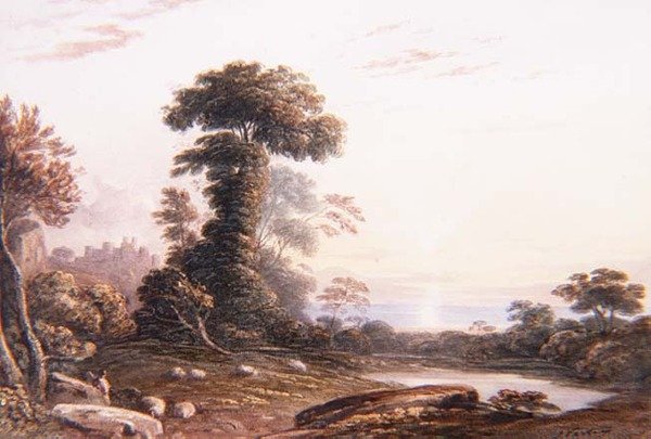 Zachód słońca w zamku Harlech autorstwa John Varley