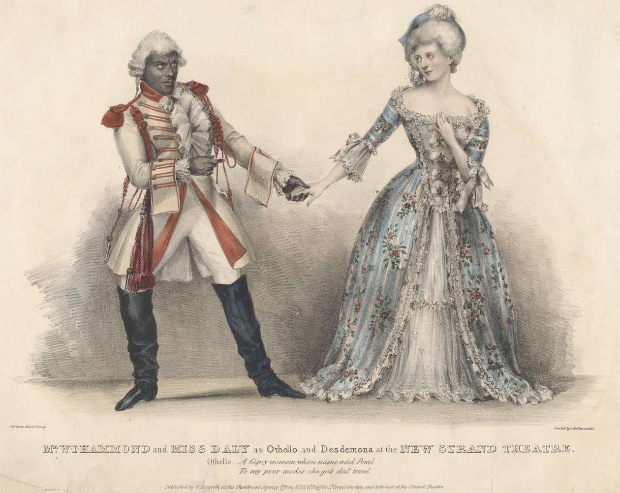 Pan WJ Hammond i Miss Daly jako Othello i Desdemona w New Strand Theatre autorstwa John W. Gear