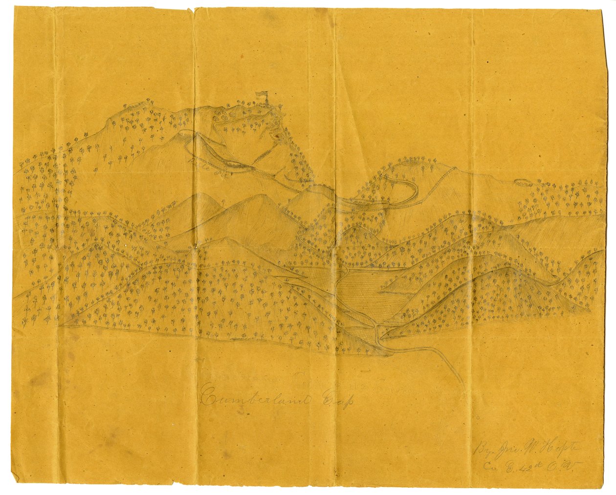 Ilustracja ołówkiem Cumberland Gap, ok. 1862-1865 autorstwa John W. Hopte