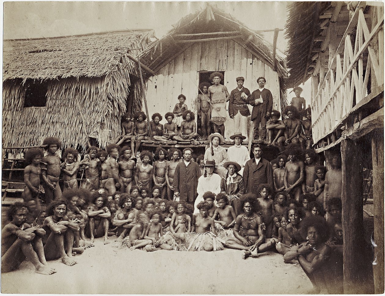 Dom Misyjny Parimata, Aroma, Nowa Gwinea, 1885 (druk albumowy) autorstwa John W. Lindt