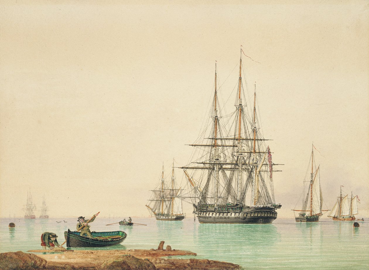 H.M.S. Vindictive (pióro, tusz i akwarela na papierze) autorstwa John Ward