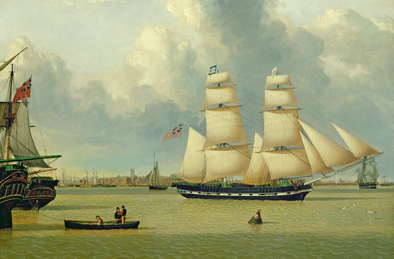 Bryg "Helen" u wybrzeży Hull, ok. 1837 r. (olej na płótnie) autorstwa John Ward