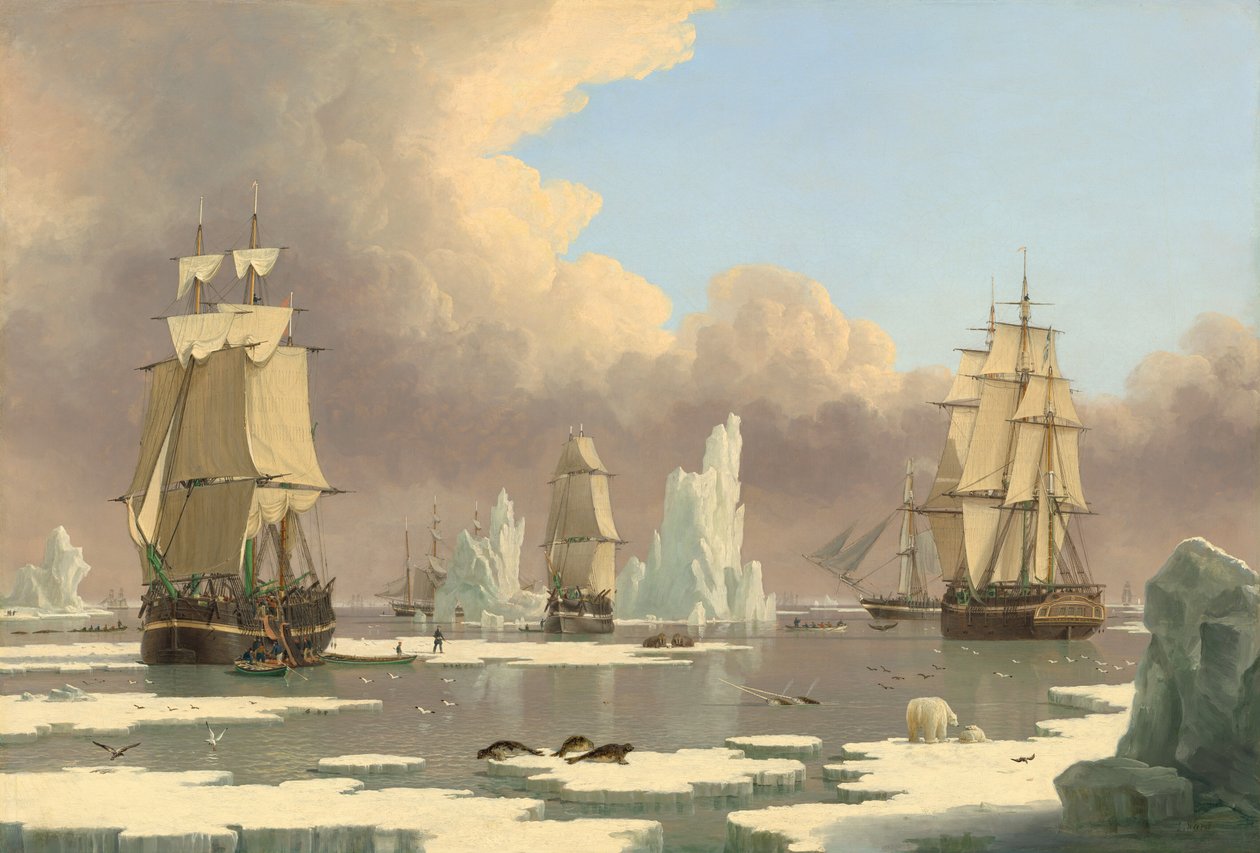Rybołówstwo Północnych Wielorybów: Łabędź i Izabela 1840. autorstwa John Ward I