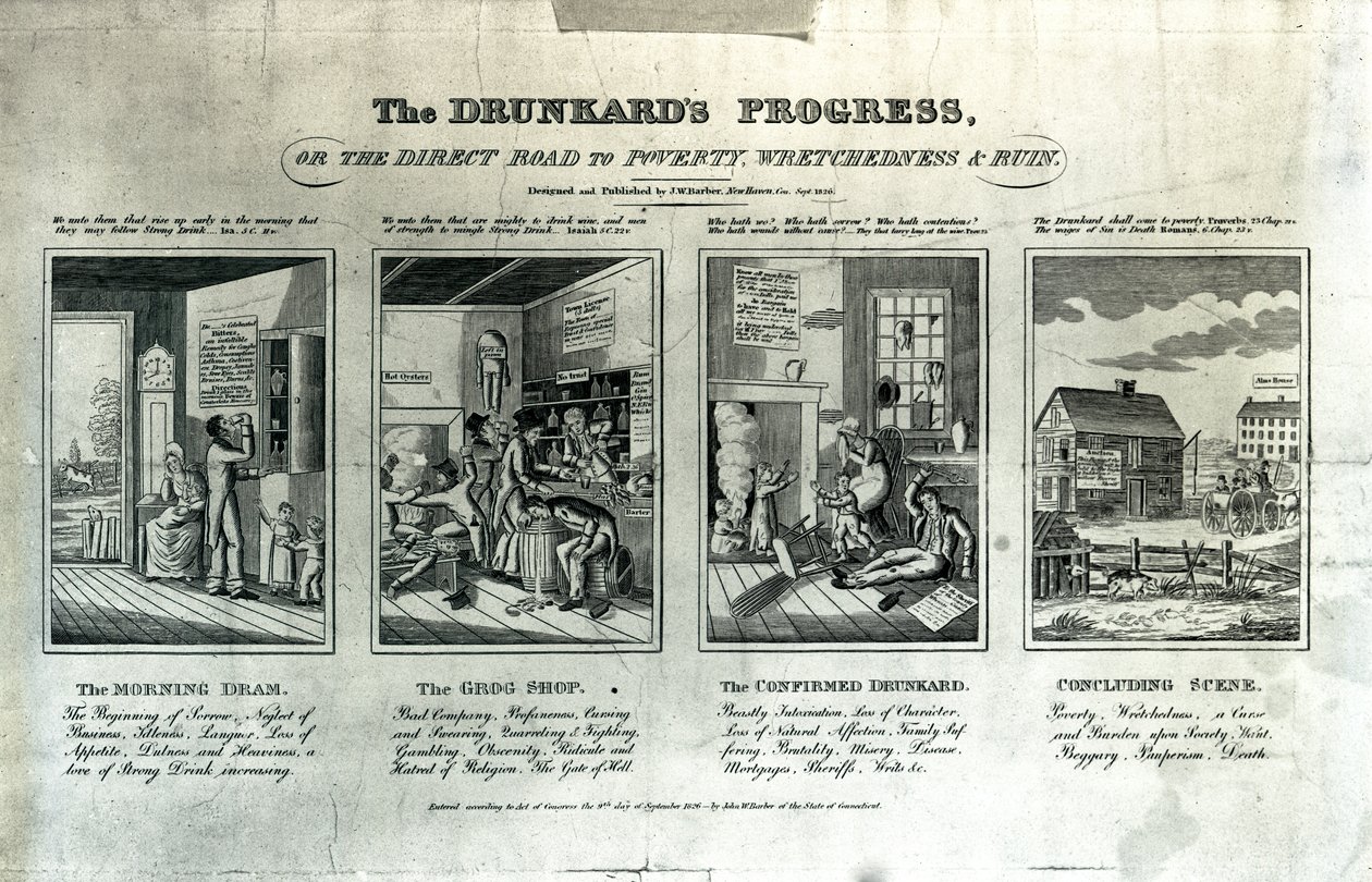 Postęp pijaka, 1826 autorstwa John Warner Barber