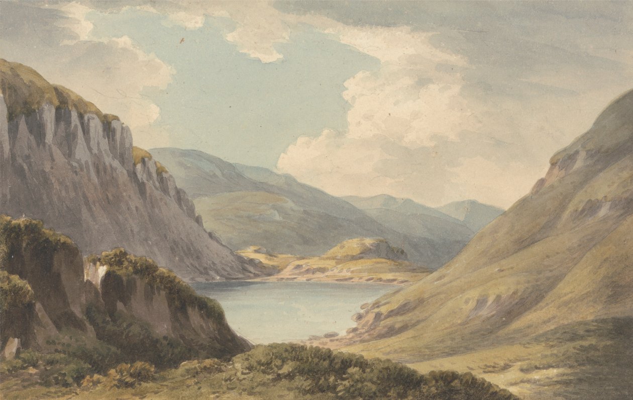 Llyn Geirionedd niedaleko Trefriew, nad rzeką Conway, Carnarvonshire autorstwa John Warwick Smith