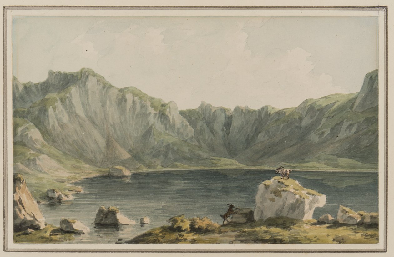 Llyn Idwal, na podejściu do niego od Llyn Ogwen, Carnarvonshire, ok. 1795 (wc na papierze) autorstwa John Warwick Smith