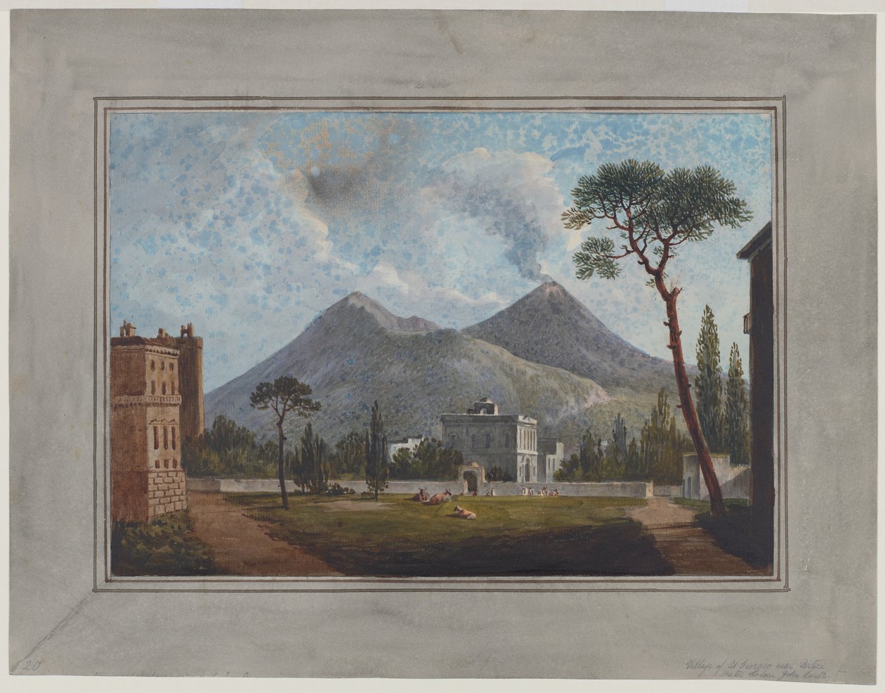 St Giorgion kylä lähellä Porticia, n. 1781 (akvarelli, guassi, lyijykynä ja arabikumi paperille) kiillotus autorstwa John Warwick Smith