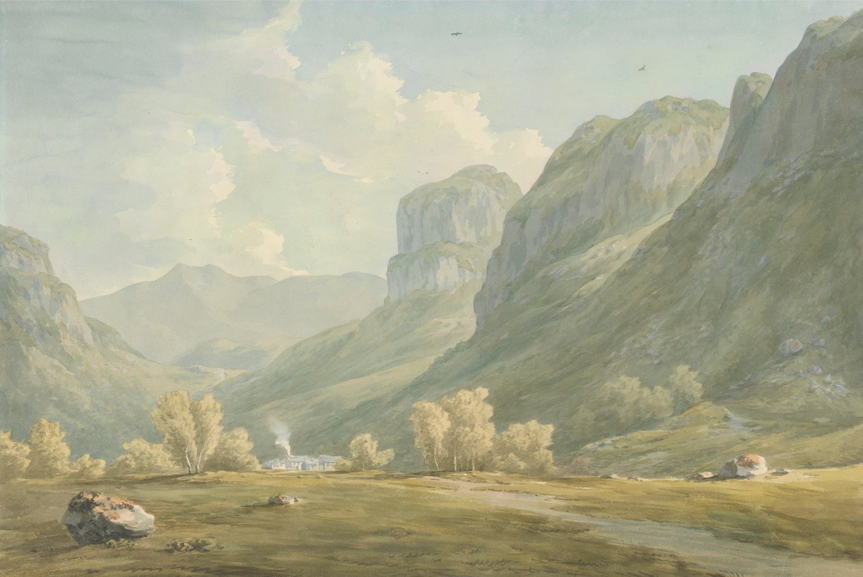 Wioska Stonethwaite i Eagle Cragg, Borrowdale autorstwa John Warwick Smith