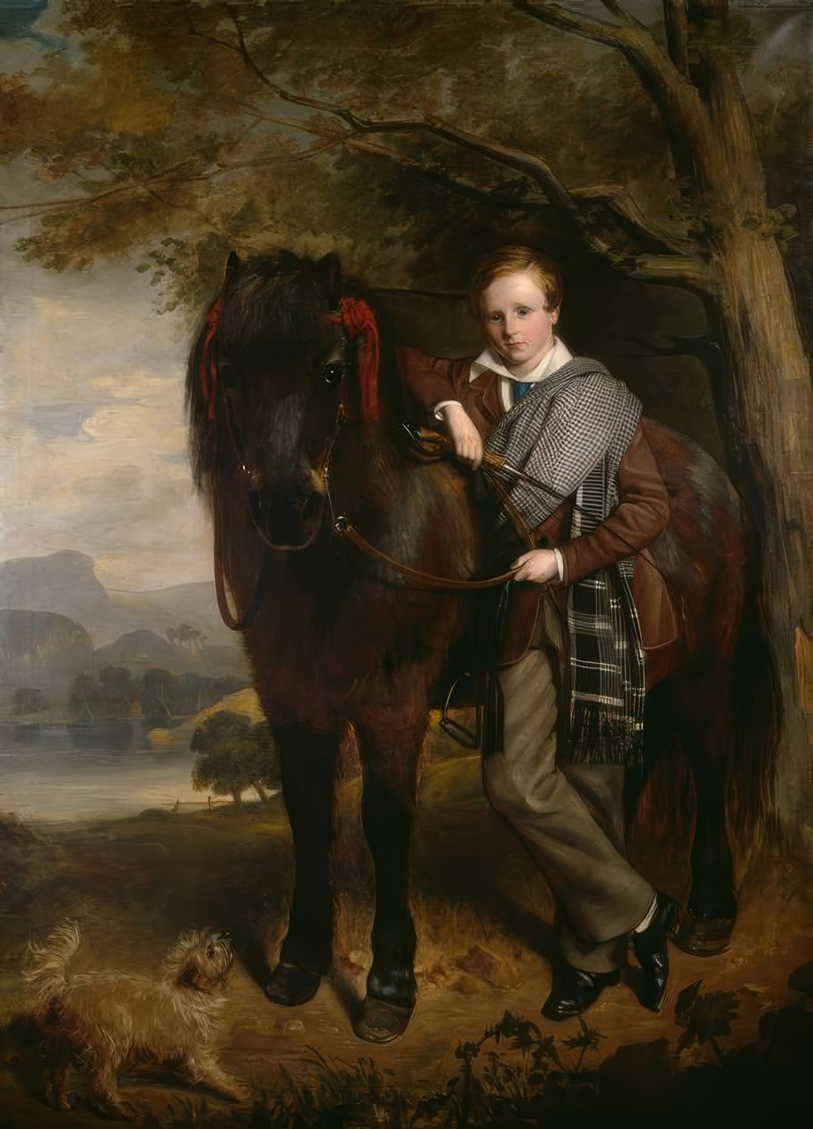 J.W. Gordon, Portret chłopca z kucykiem / obraz, 1849 autorstwa John Watson Gordon
